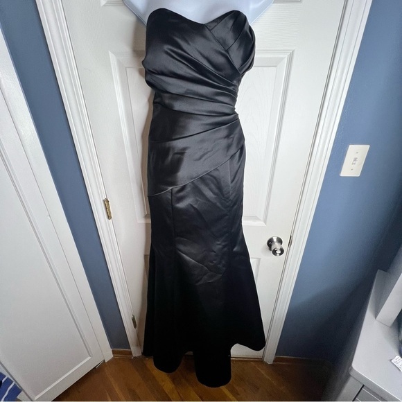 NWOT Bill Levkoff 4 Black Satin Strapless Lace Up Evening Gown Dress S Style 178 - Picture 8 of 16